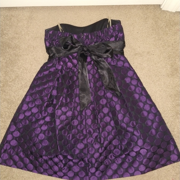 Strapless Purple Polka Dot Dress - Picture 2 of 3